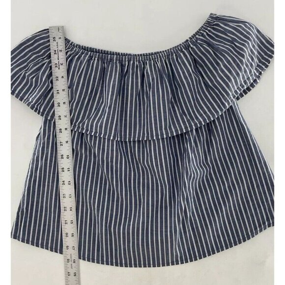 Xilaration Blue & White Striped Off Shoulder 100% Cotton Boho Blouse Festival M - Picture 4 of 8